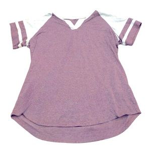 Size 2XL Wine & Heather Gray Short Sleeve V Neck Tee